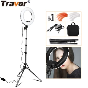 Светодиодная кольцевая лампа TRAVOR RL-12, приглушаемая кольцевая лампа 3200K5500K, кольцевой светильник для фотографии, макияжа, селфи со штативом 2 м
