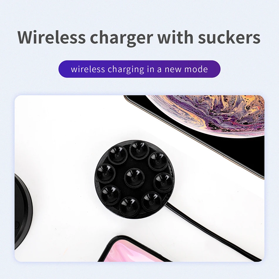 KEPHE паук присоска Беспроводное зарядное устройство для iPhone XR XS Max портативный Быстрый беспроводной зарядный коврик для samsung Note 9 10 S9+ S8