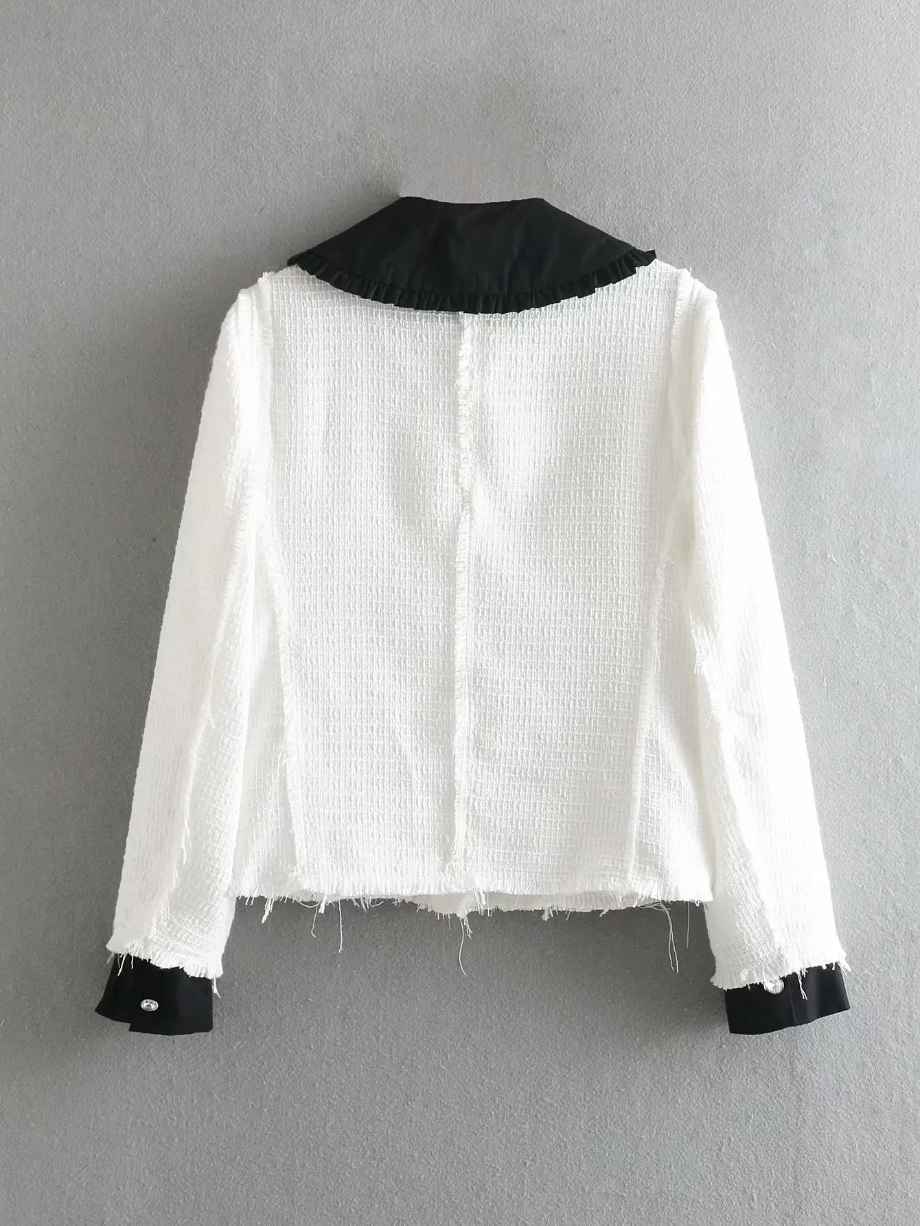 

2020 spring and autumn women's black and white stitching tweed jacket autumn women's single-breasted long-sleeved jacket