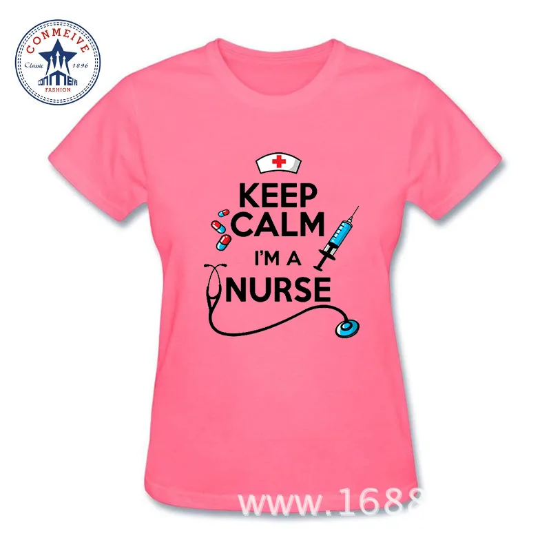 Keep calm I'm медсестра смешно Хип хоп с принтом хлопковая майка для женщин|t shirts for