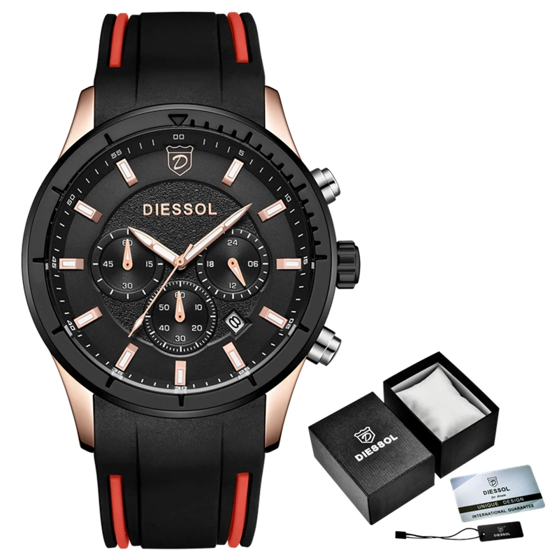 Дизсол модные мужские часы Лидирующий бренд Роскошные Аналоговые кварцевые