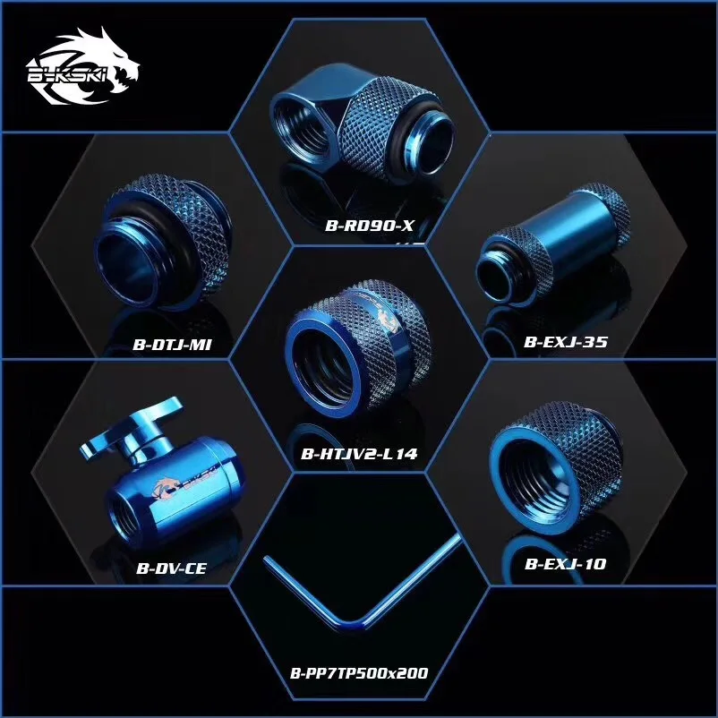 BYKSKI синяя версия G1/4 вилка/фитинг шланга/OD14mm фитинг для жесткой