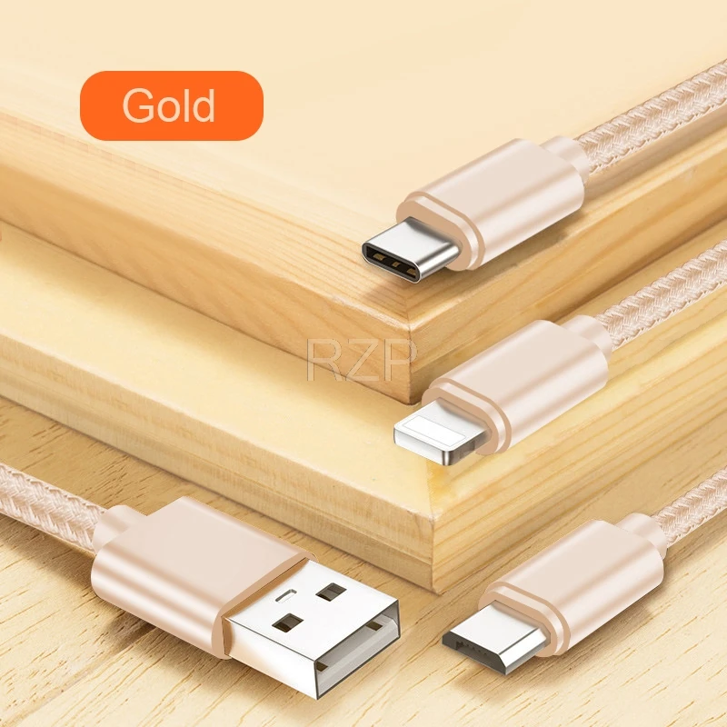 RZP 2A 1,2 m быстрый type-C Micro usb кабель для зарядки для iPhone type-C V8 samsung Android USB кабель для зарядки Micro данных Шнур для зарядного устройства - Тип штекера: Gold