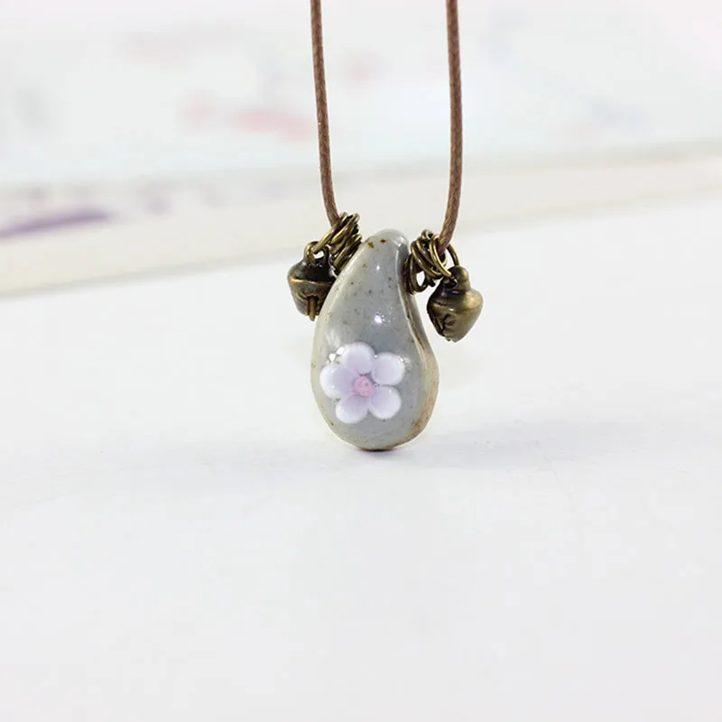 2018 fashion long chain necklace Clavicular colored stone flower Summer Bohemia Handmade ceramic choker women's sale jewel | Украшения