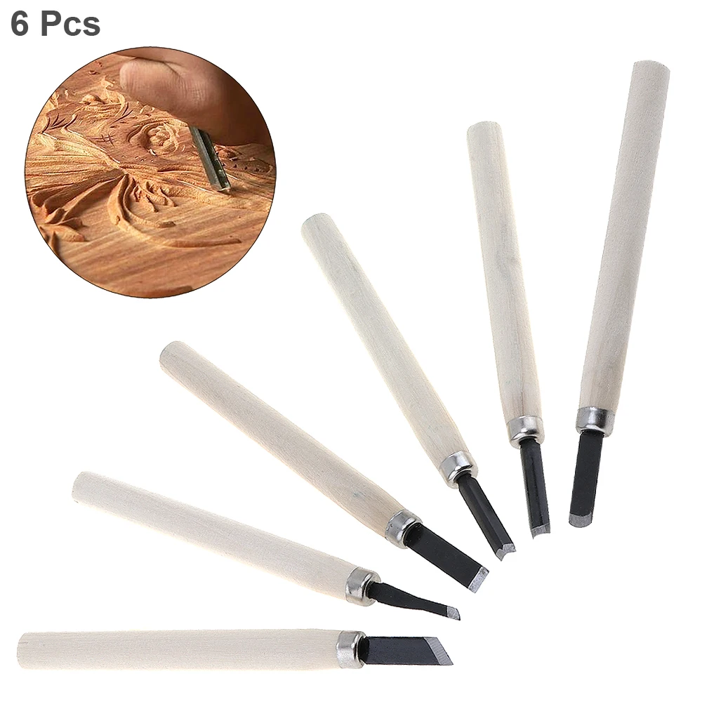 6 шт. художественный ручной резной Набор долото с высокоуглеродистой стальной