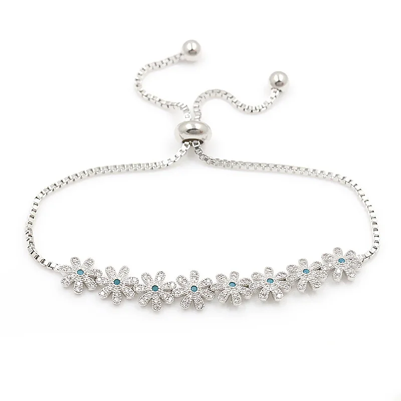 BLUE CZ CENTRED WEIMANJINGDIAN брендовые браслеты с кристаллами и кубическим цирконием, с регулируемым замком скольжения для женщин или свадеб - Окраска металла: BLUE CZ CENTRED