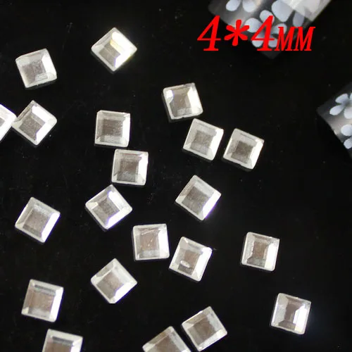 500 шт граненые квадратные кристаллы для ногтей чистый белый стекло драгоценные