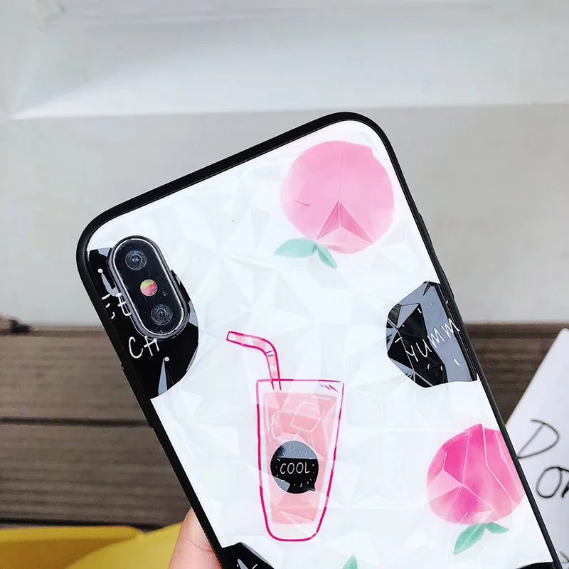 3D Diamond Pattern Orange Peach Case for Huawei P20 lite/P20 pro/Mate 20 Fruit Capa Nova 3/3i/4 Honor 8X Cover Hoesje |