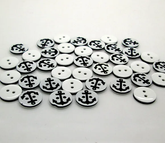 100 шт. черные пуговицы для шитья одежды с изображением якоря из смолы детей