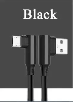 Black 90 градусов двойной СГИБ двойной локоть кабель для передачи данных Micro usb type C кабель для зарядки iPh кабель мобильного телефона кабель зарядного устройства - Цвет: Black