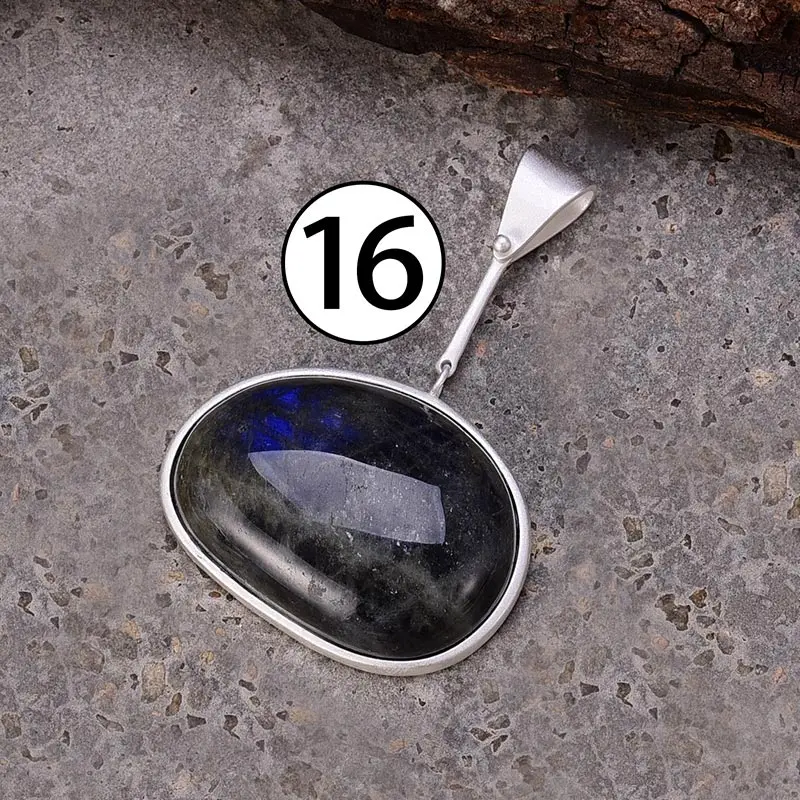 Lotus Fun реальные стерлингового серебра 925 натуральный Лабрадорит ручной работы Fine Jewelry озеро слезы кулон без Цепочки и ожерелья Для женщин - Цвет камня: 16