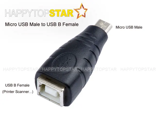 Адаптер-переходник с Micro USB 2 0 1 штекер на B гнездо 480Mbs (сканер принтера и т. д.) |