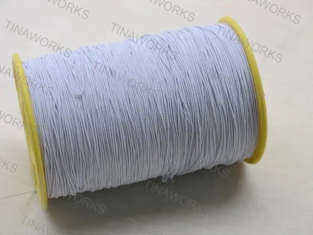 

FREE SHIPPING 400 Meters White Cotton Stretch Elastic Cord 0.5mm