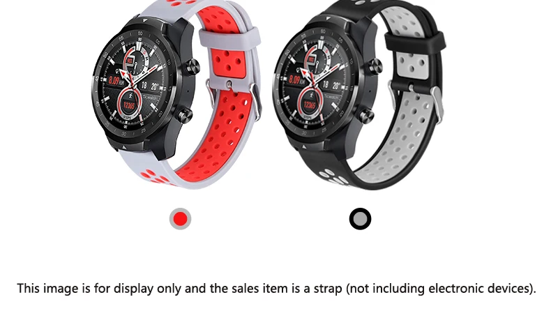 20 мм/22 мм силиконовые браслеты для Ticwatch 1/2/Ticwatch pro ремешок Двухцветный силиконовый ремешок Ticwatch E спортивный ремешок