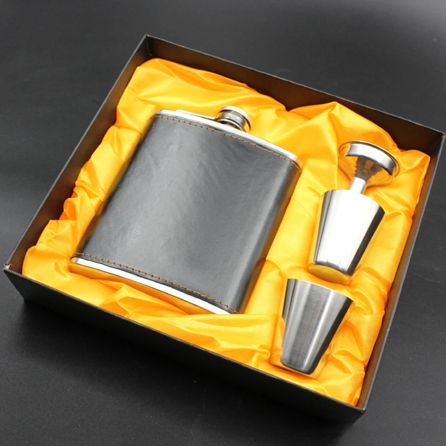 1 комплект мужская кожаная колба труба из нержавеющей стали 7 унций|hip flask
