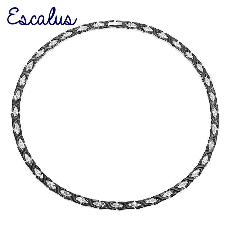 

Женское Ожерелье Escalus, 105 шт., магнитное ожерелье из нержавеющей стали с кристаллами, черный, серебристый цвет, Очаровательная бижутерия для ...