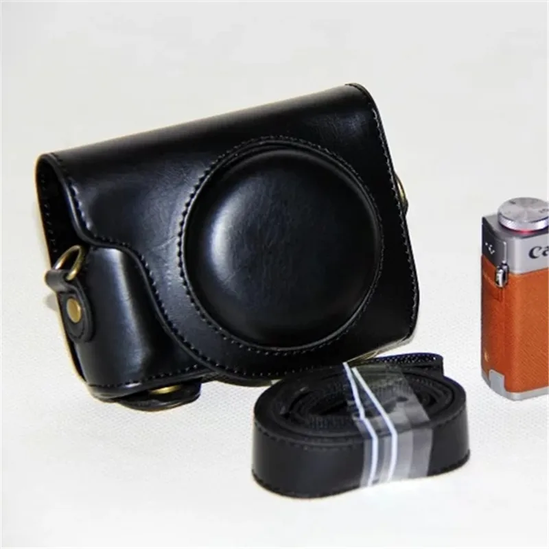 Чехол Ocotex из искусственной кожи для камеры Canon PowerShot G9 X G9X G9XII G9 X Mark II G чехол с плечевым ремнем 4 цвета на выбор - Цвет: Black