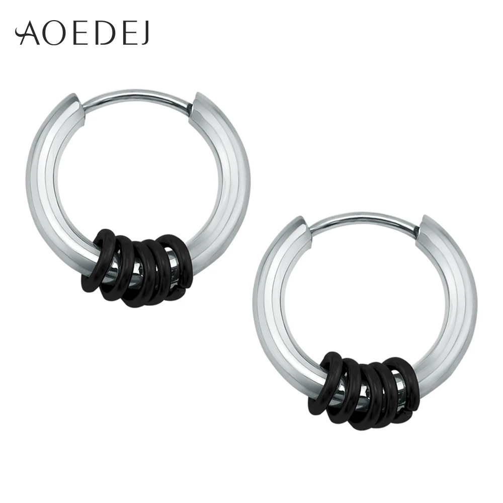 Black AOEDEJ серьги-кольца золотистого цвета из нержавеющей стали маленькие серьги-кольца для женщин и мужчин в стиле панк круглые серьги на клипсах Creole Femme - Окраска металла: Black