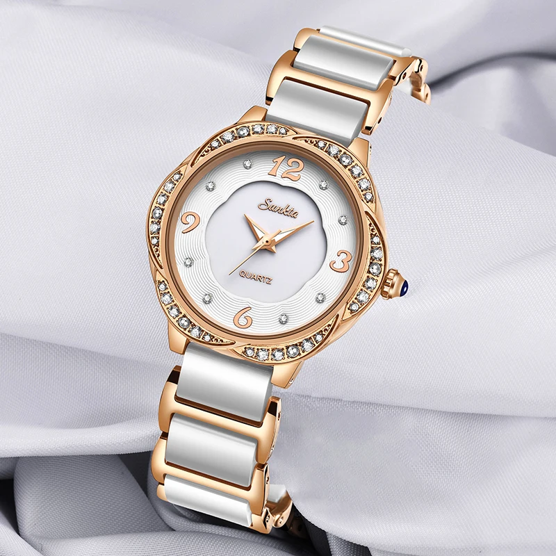 Reloj Mujer SUNKTA женские часы Лидирующий бренд керамический ремешок водонепроницаемый