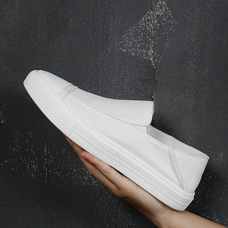 Genuine Leather Shoes Men Loafers Casual Men White Shoes Slip on Male Footwear Fashion Brand Man Cow Leather Shoes KA1569