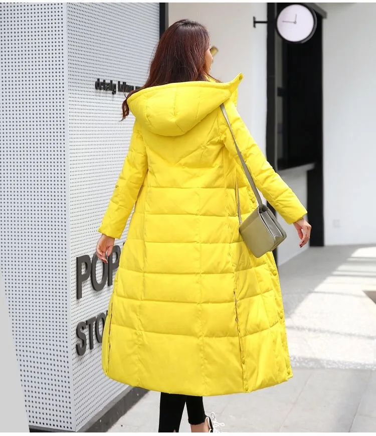Vangull 4XL новая белая куртка-пуховик для женщин, плотное длинное зимнее пальто для женщин с капюшоном, Корейская женская куртка-пуховик Doudoune Femme