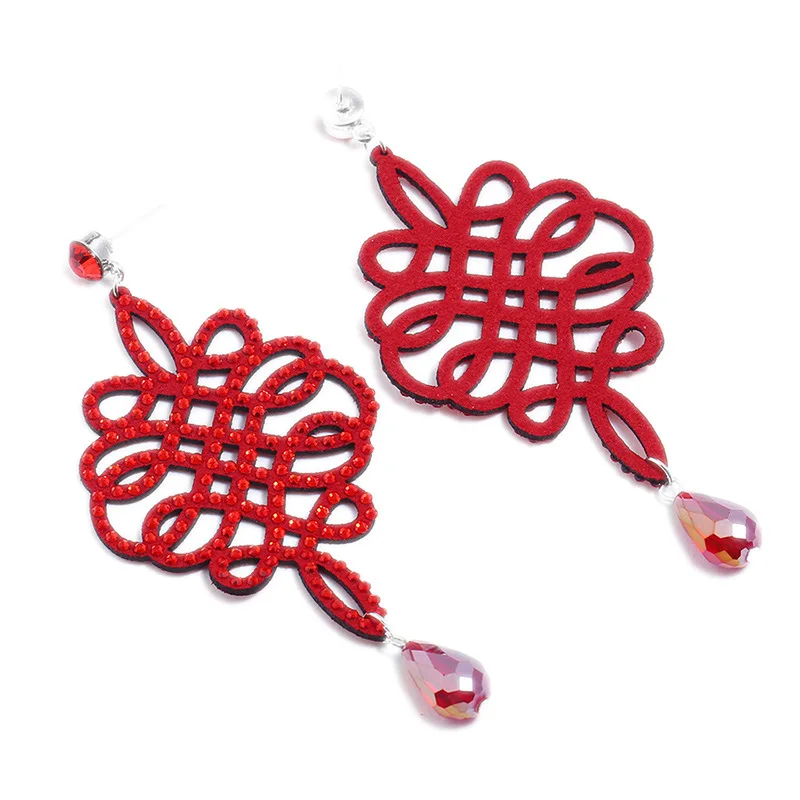 Новые модные Висячие большие серьги для женщин Свадебные украшения красные