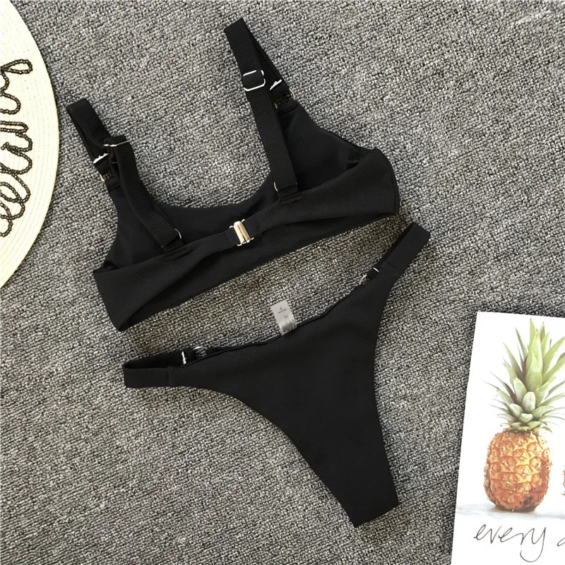 Бикини Однотонный женский купальник купальный костюм Maillot De Bain Femme Монокини, пляжная одежда комплект бикини с ушками Монокини