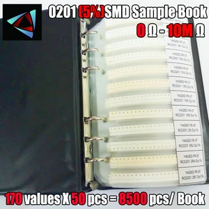 0201 5% SMD флэш-книга с допуском 170valuesx50pcs = 8500pcs Kit 0R  10M