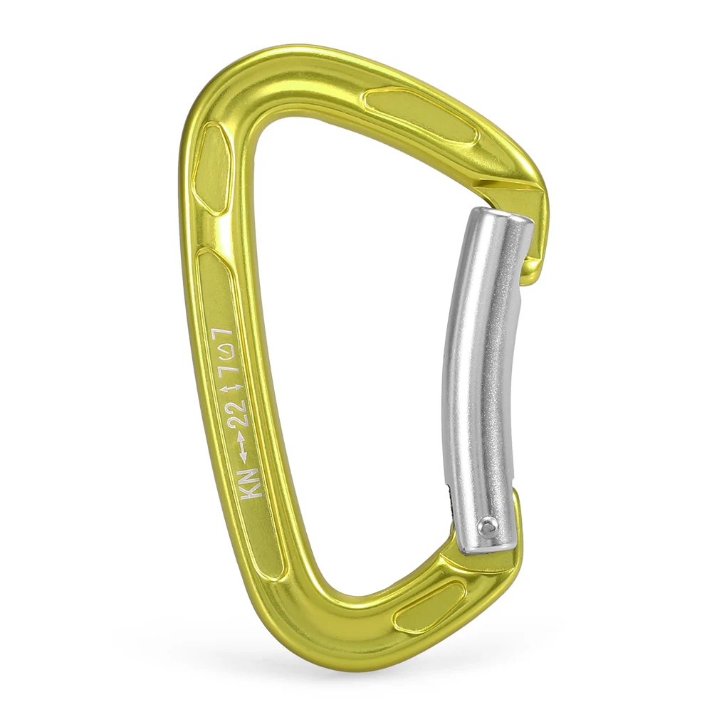 Bent gate-Yellow 22KN/24KN прямые ворота Карабин не-замок ворота карабин скалолазание каньонирование альпинизмом гамаки кольцо для ключей нос карабин - Цвет: Bent gate-Yellow