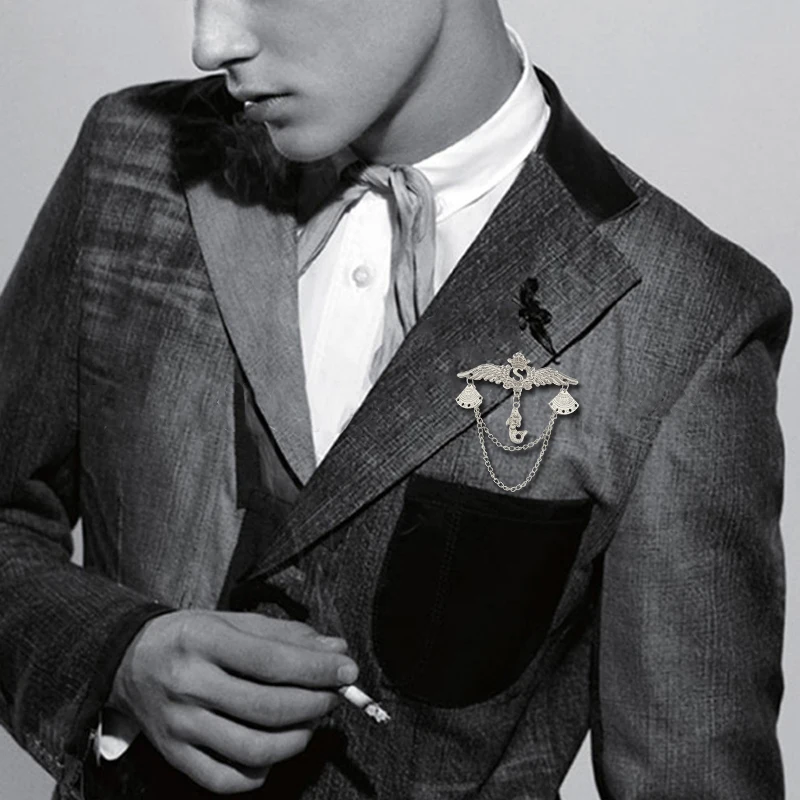 Эмалированная брошь в виде буквы S крыла ангела Золотая Корона Крыло подвесная