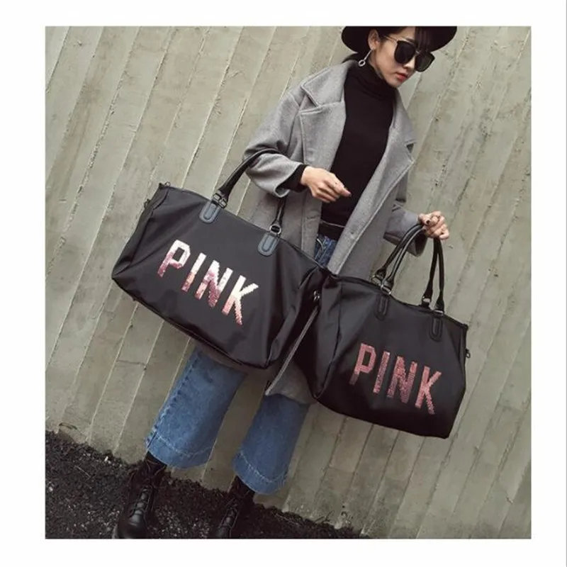 2017 спортивные сумки металлические блестки розовые буквы тренажерный зал