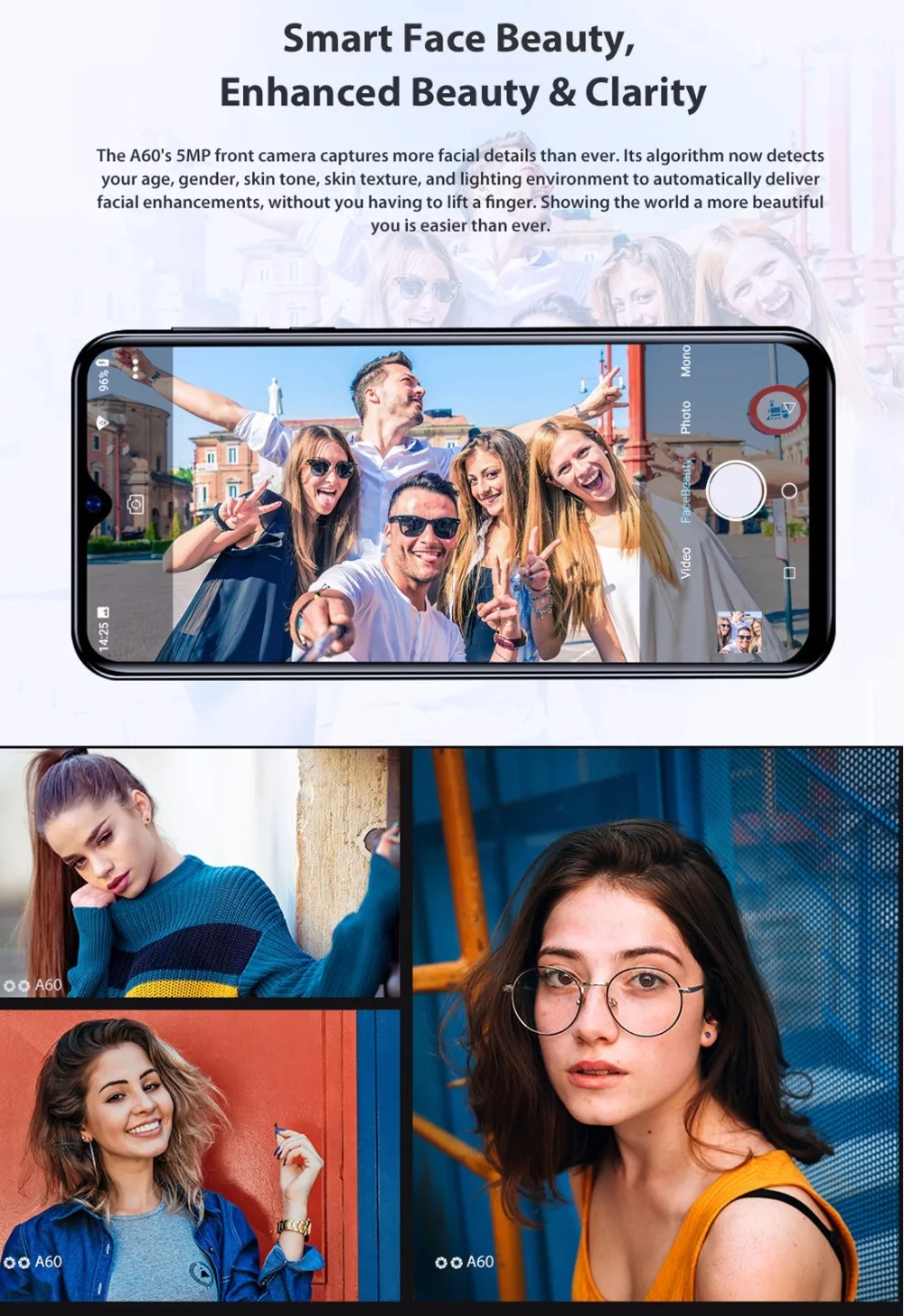 Смартфон Blackview A60, Android GO 8,1, 4080 мАч, аккумулятор, 19:9, 6,1 дюймов, двойная камера, 1 ГБ RAM, 16 ГБ ROM, мобильный телефон, 13 МП+ 5 Мп камера