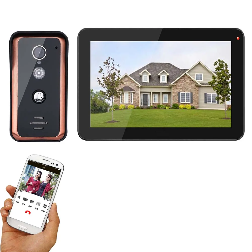 

MAOTEWANG 9 inch Wireless Wifi IP Video Doorbell Intercom Entry System with Wired IR-CUT HD 1000TVL Wired Camera