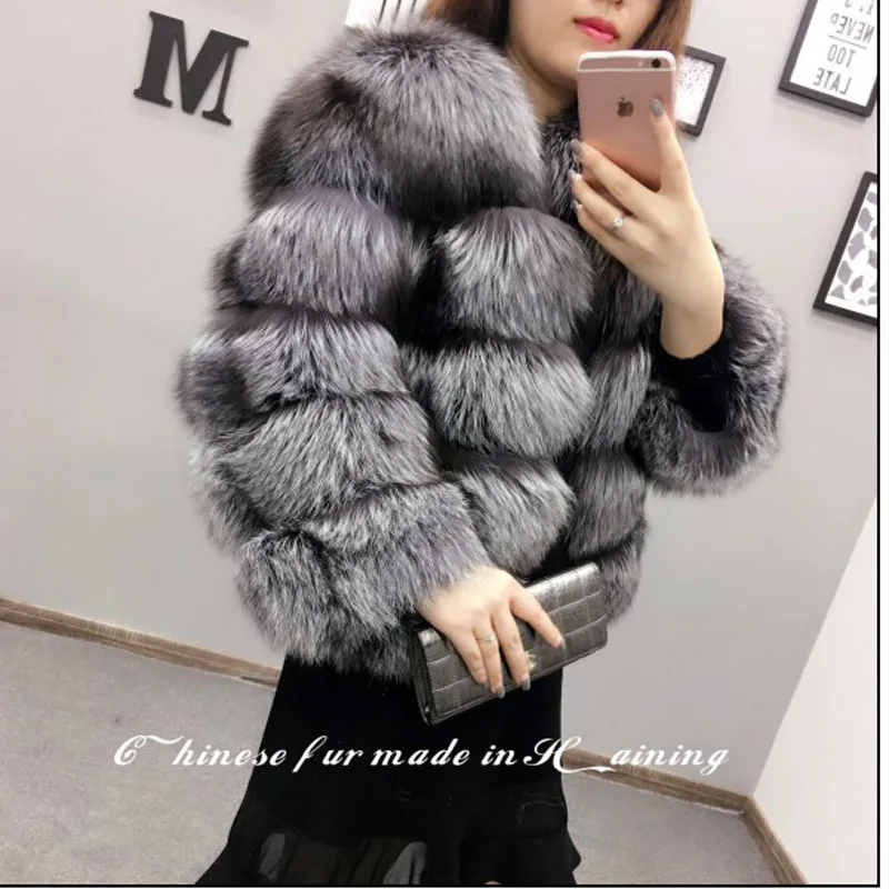 Осенне-зимнее Пальто утепленное пальто с искусственным мехом silver fox цвет лиса меховая куртка повседневная Женская одежда