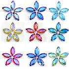 Конский глаз AB цвета стеклянные стразы для пришивания с серебряной затылкой плоские кристаллы AB Navette пришивные стразы s для платья B1212