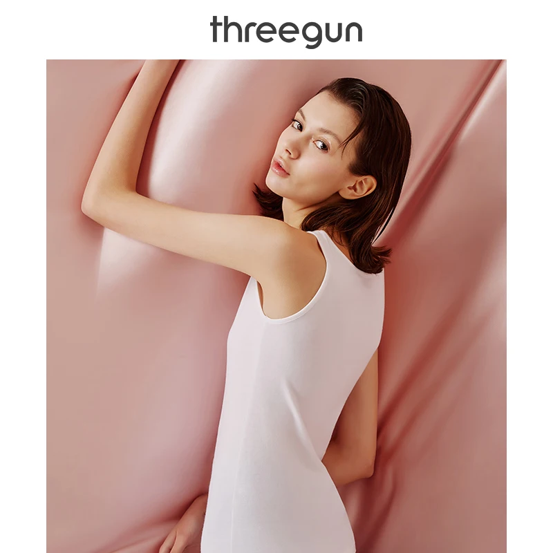 THREEGUN Топ Женская хлопковая майка Прозрачная белая эластичная нижнее белье для