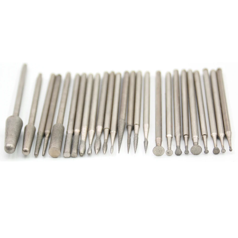 

25PC grit #400 diamond 2.35mm polishing bits kit for jade/stone/jewelry teeth grinding machine dremel or rotary tools