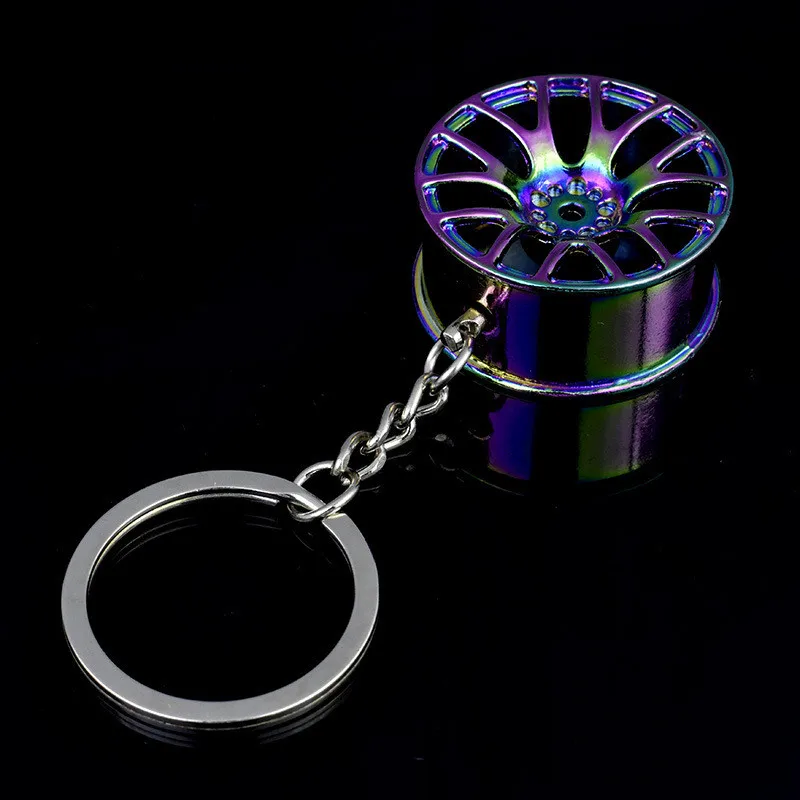 

Auto Car Key Ring Wheel Hub Style Key Chain Holder Stainless Steel Colorful Jewelry Accessories Keychain