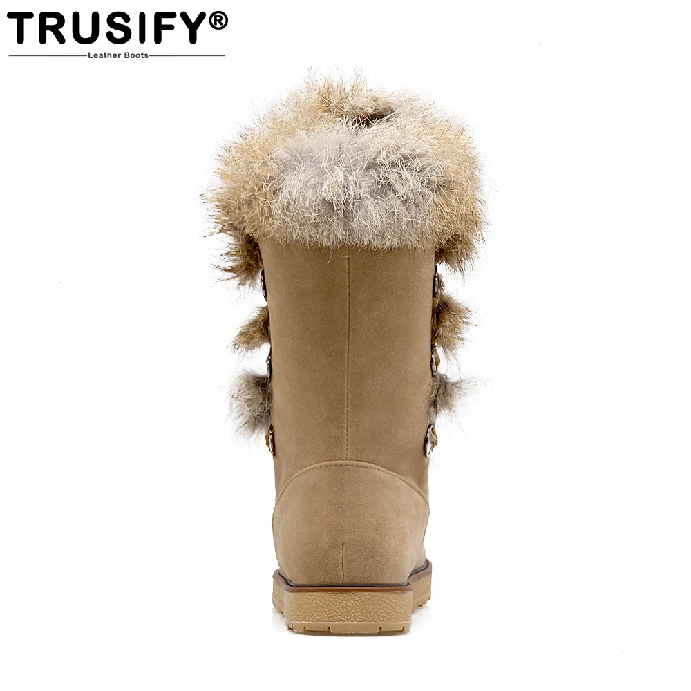 Trusify 2018 зимние сапоги с кроличьим мехом круглым носком теплая подкладка из плюша