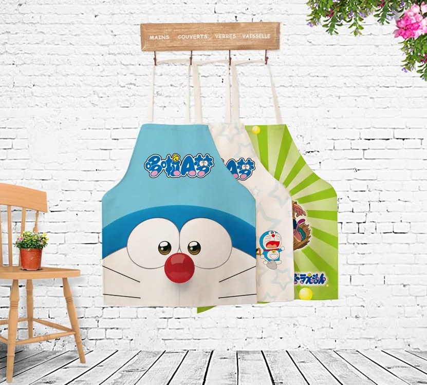 Лен прекрасный Doraemon узор детская фартук сиськи дома пособия по кулинарии выпечки тематические товары про рептилий и земноводных