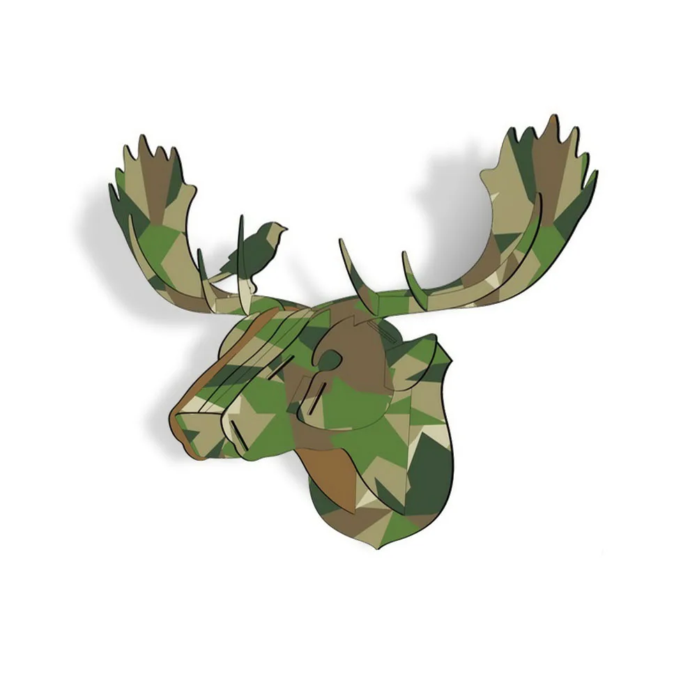 Новая полоса 3D животное Американский Лось голова DIY деревянные ремесленные