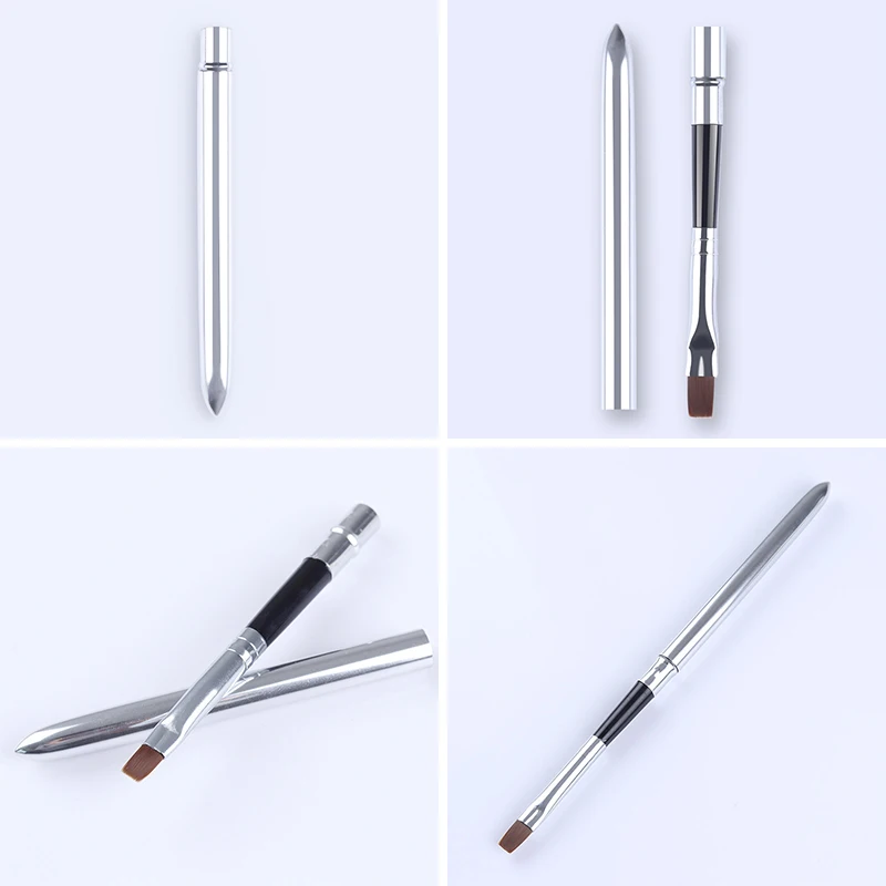 Набор кистей для ногтей с УФ гелем 6 шт. со съемной крышкой плоская головка ручка