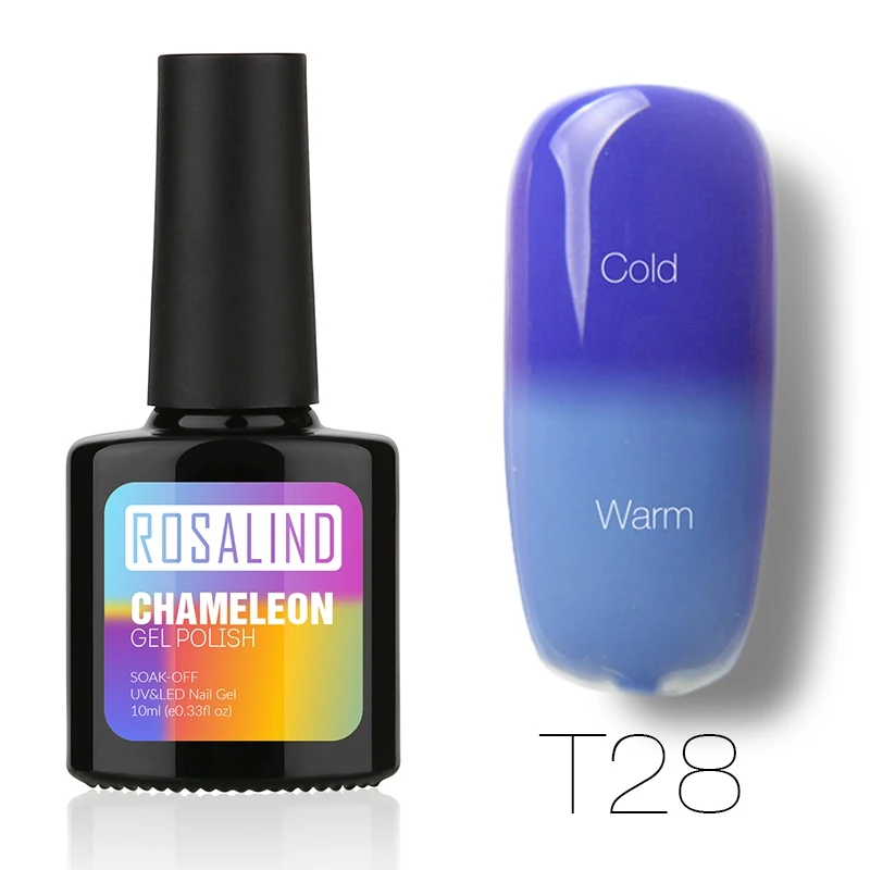 T28 ROSALIND гель 1 S P+ черная бутылка 10 мл хамелеон, изменяющийся от температуры T01-30 гель лак для ногтей Дизайн ногтей УФ светодиодный термогель - Цвет: T28