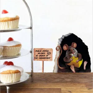 Настенные 3D наклейки с отверстием для мыши для детских комнат, Переводные картинки для дома, виниловая настенная живопись, домашнее украшение, ВИНТАЖНЫЙ ПЛАКАТ, 1 шт.