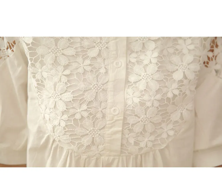 

Shirt Female 2020 Summer style flower Hollow Out O-Neck Short-Sleeve Shirt Slim Print White Sweet Style Women's Shirt Hots