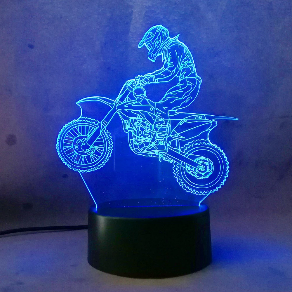 2018 lampara Экстремальный Мотоцикл 3D Светодиодная лампа крутой Мальчик ночник LED