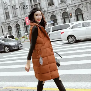 Brieuces 2020, женский жилет, зимняя куртка, утепленный длинный Повседневный жилет с хлопковой подкладкой, женский жилет без рукавов, куртка