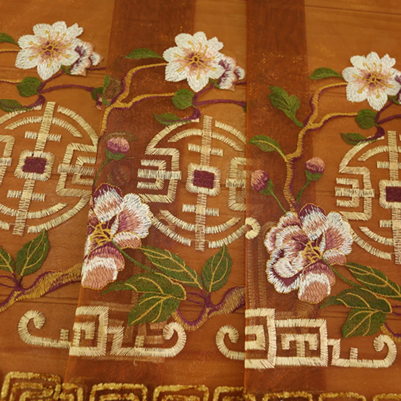 Кофейные Роскошные занавески прозрачные тканевые Цветочные для гостиной с