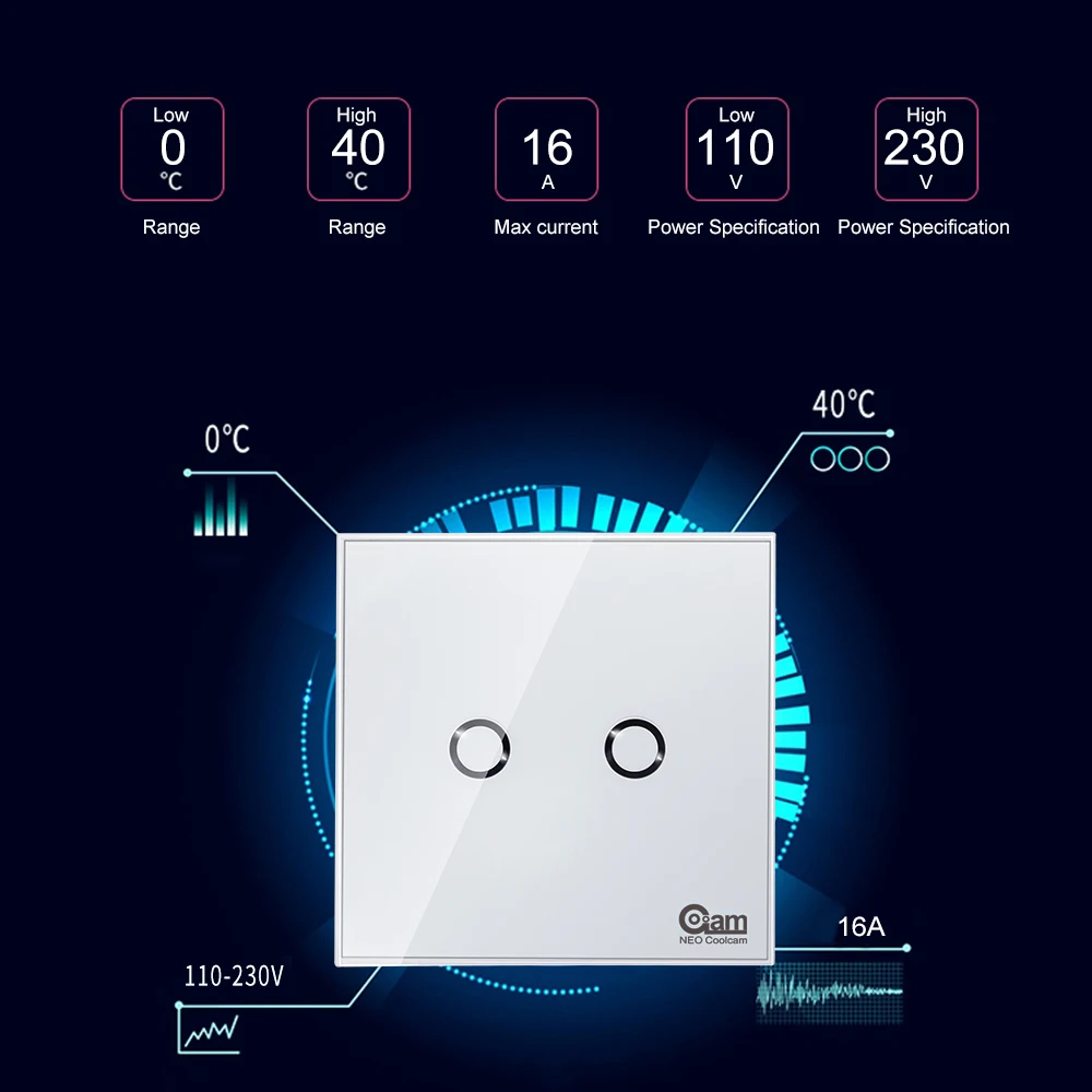 2 шт. настенный светильник COOLCAM NAS SC01Z Z wave Plus переключатель 2CH Gang домашняя