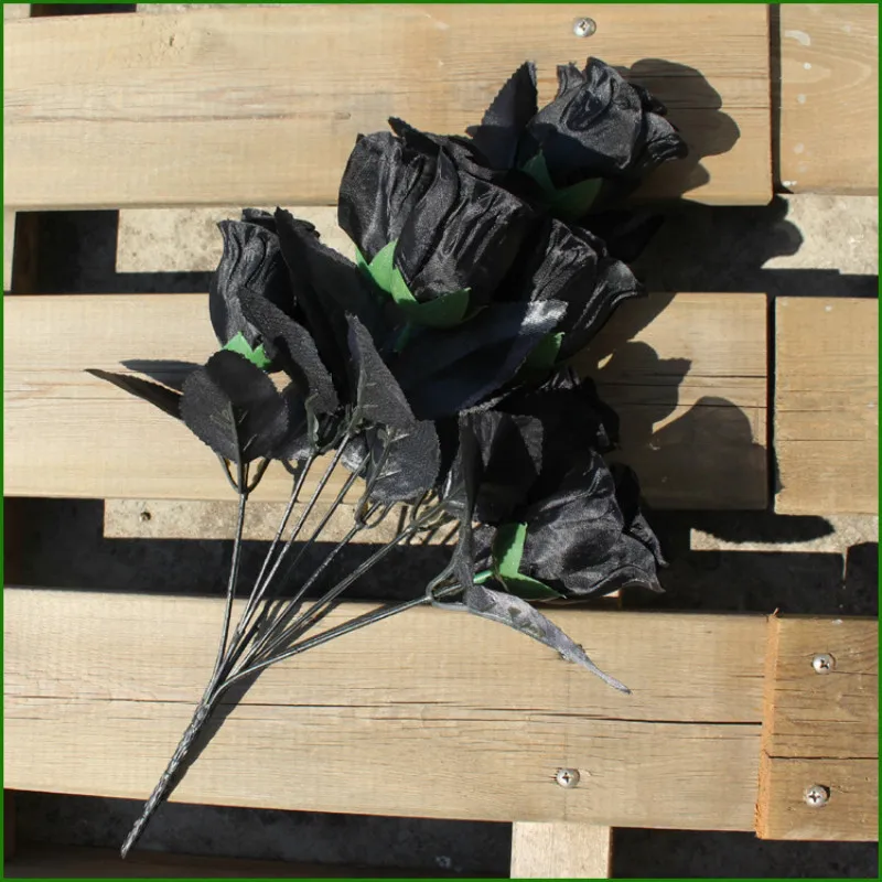 

20pcs/lot Black Rose Simulation Silk Flower Artificial Flower Head DIY Hand Bouquet Flowers Home Wedding Decoration Party